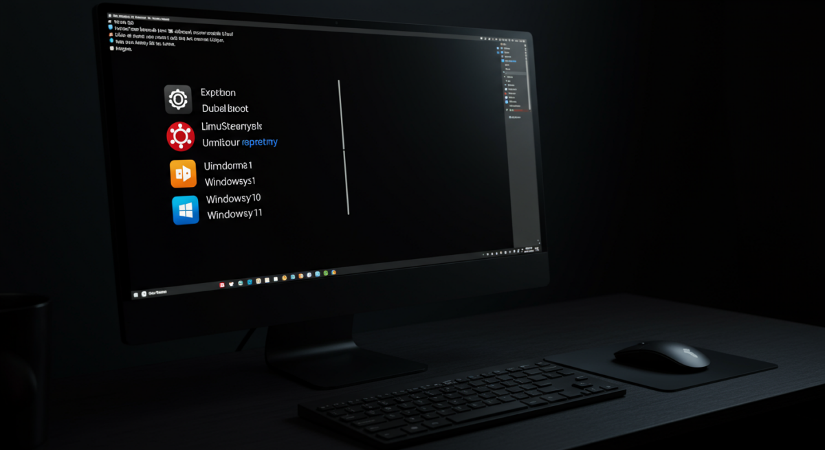 Schermo con menu GRUB bootloader mostrando opzioni Ubuntu e Windows 11